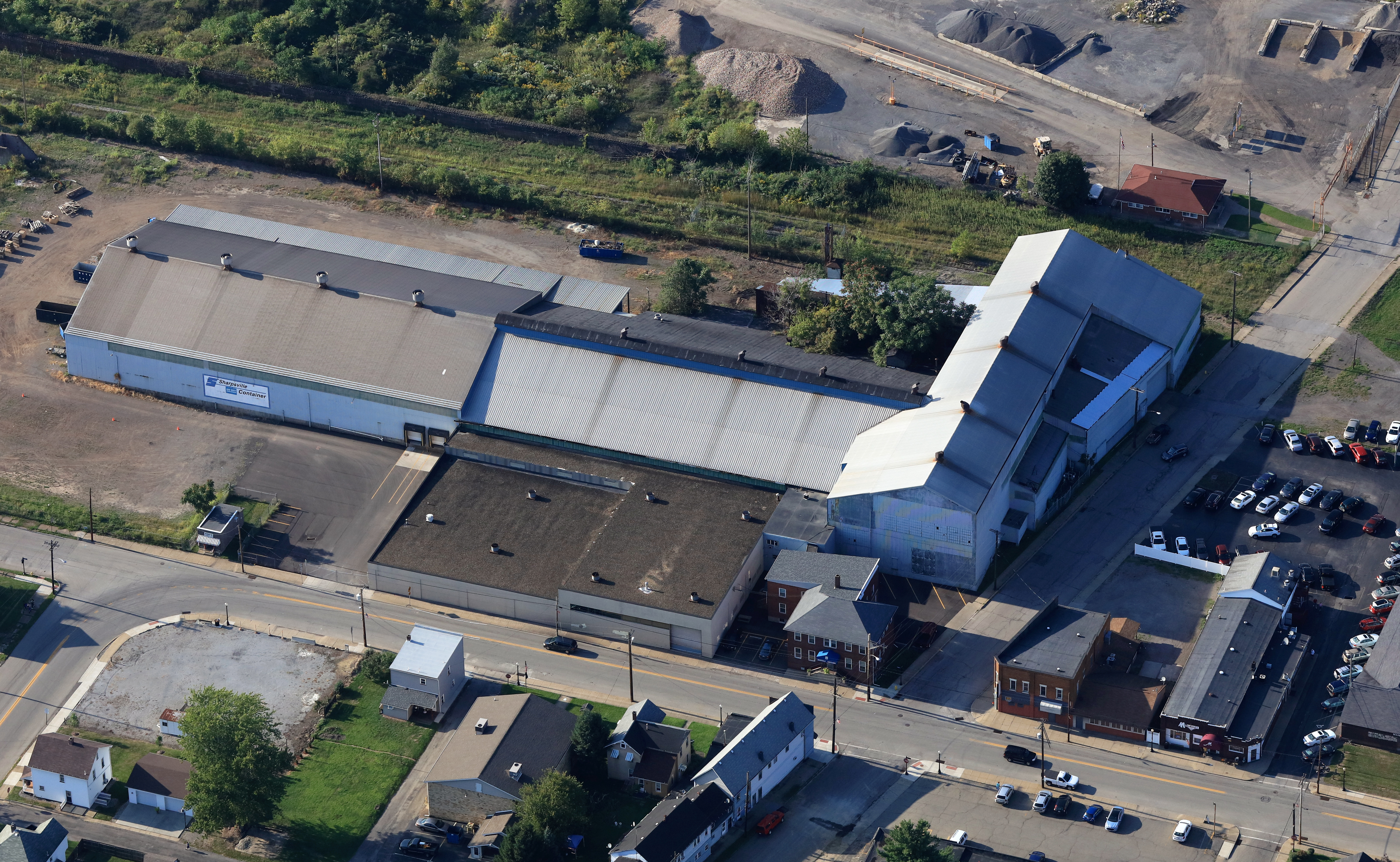 An aerial view of Sharpsville Container's facility in Sharpsville, PA