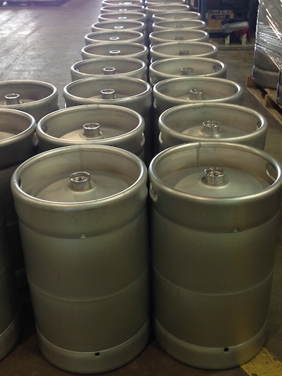 Corny Kegs for home brewing ordered in rows