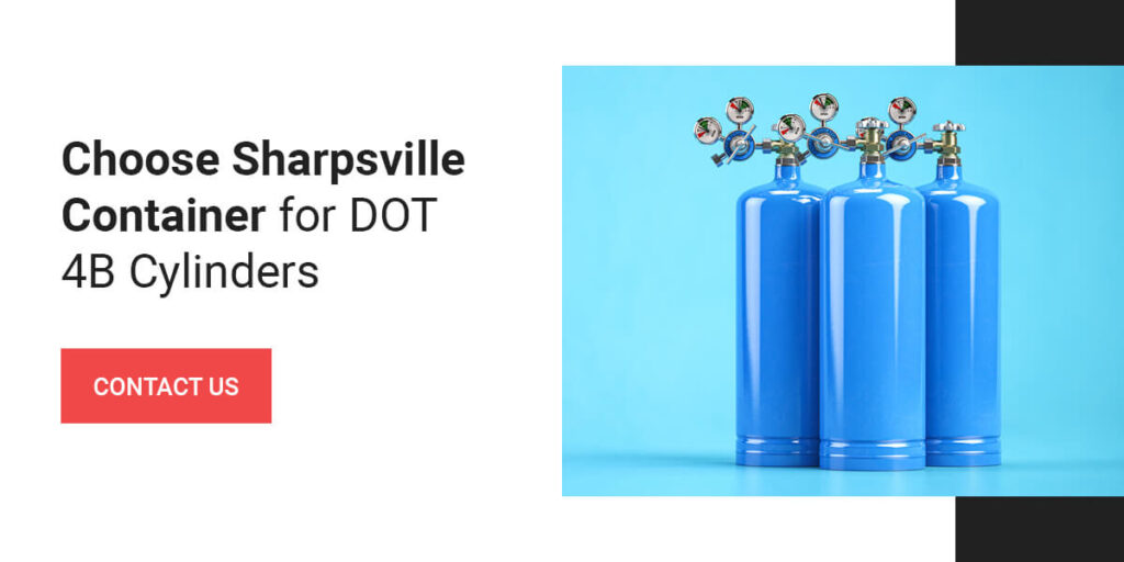 blue DOT 4b cylinders from sharpsville container